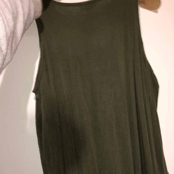 Long sleeve open shoulder army green dress - Picture 2 of 5